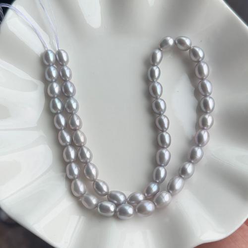 Rice Cultured Freshwater Pearl Beads, DIY, grey, 7-8mm Approx 40 cm 