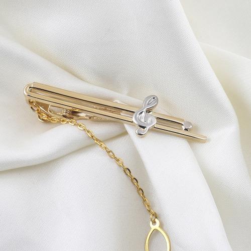 Tie Clip, Brass, gold color plated, Unisex 