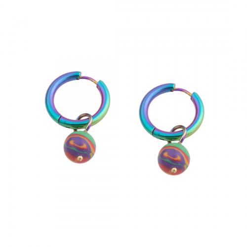 Huggie Hoop Drop Earring, 304 Stainless Steel, fashion jewelry & for woman, multi-colored 