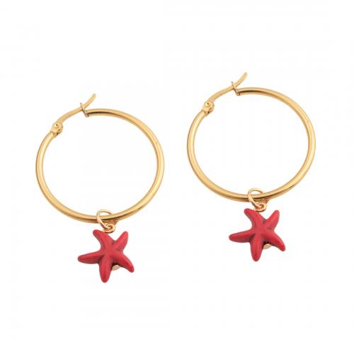 Stainless Steel Drop Earring, 304 Stainless Steel, Starfish, fashion jewelry & for woman, golden 