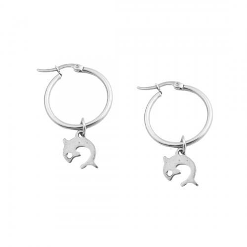Stainless Steel Drop Earring, 304 Stainless Steel, Dolphin, fashion jewelry & for woman, original color 