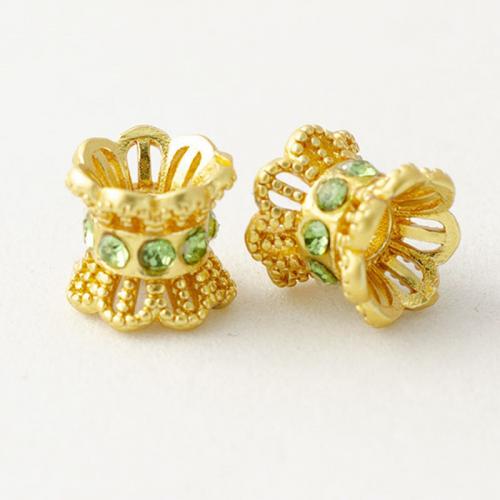 Brass Spacer Beads, Flower, gold color plated, DIY & with rhinestone Approx 1.8mm, Approx [