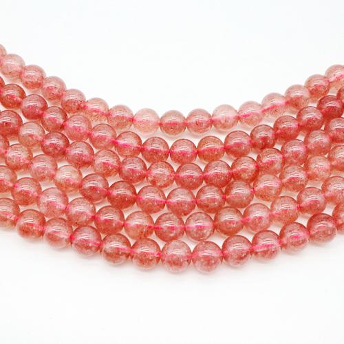 Perles nature de couleur Mix, Strawberry Quartz, Rond, DIY & normes différentes pour le choix, rose, Vendu par brin