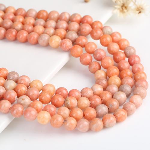 Single Gemstone Beads, Calcite, Round, DIY orange 