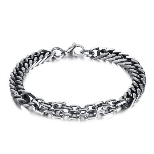 Stainless Steel Charm Bracelet, 304 Stainless Steel, polished, fashion jewelry & for man, original color mm Approx 210 mm 