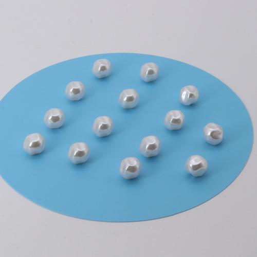 ABS perla de los granos de plástico, plástico ABS, Redondo aplanado, barnizado, Bricolaje, Blanco, 10mm, aproximado 300PCs/Bolsa, Vendido por Bolsa