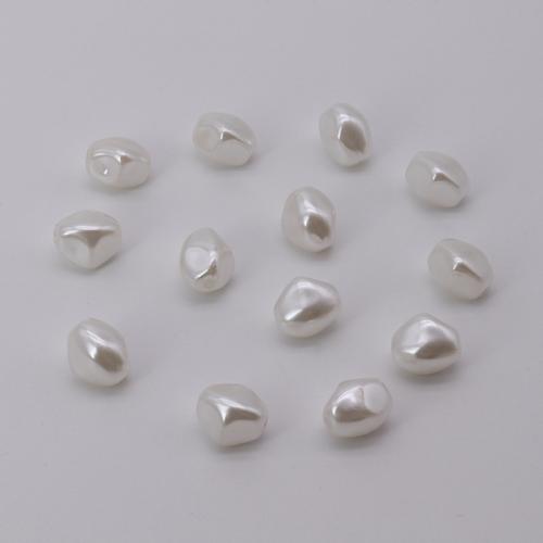 ABS perla de los granos de plástico, plástico ABS, Barroco, barnizado, Bricolaje, Blanco, 10x9mm, aproximado 300PCs/Sarta, Vendido por Sarta