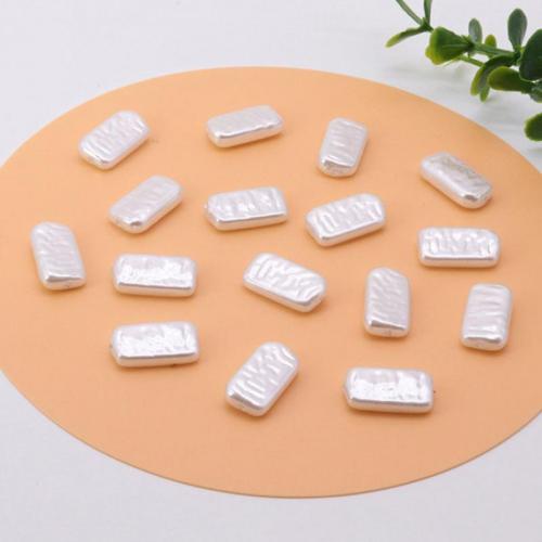 ABS Plastic Pearl Beads, Rectangle, painted, DIY, white Approx 