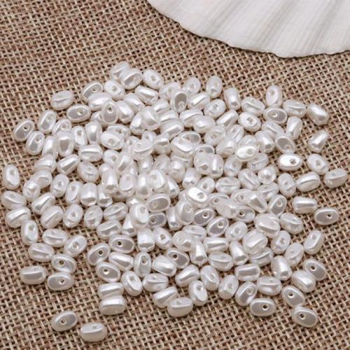 ABS perla de los granos de plástico, plástico ABS, Barroco, barnizado, Bricolaje, Blanco, 6x4mm, aproximado 500PCs/Sarta, Vendido por Sarta