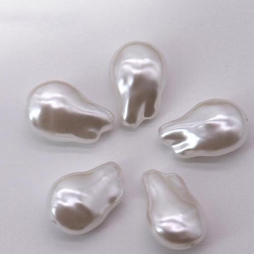 ABS perla de los granos de plástico, plástico ABS, Barroco, barnizado, Bricolaje, Blanco, 17x11mm, aproximado 300PCs/Sarta, Vendido por Sarta