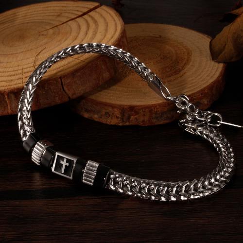 Stainless Steel Chain Bracelets, 304 Stainless Steel, with 35mm extender chain, polished, fashion jewelry & for man mm Approx 215 mm 