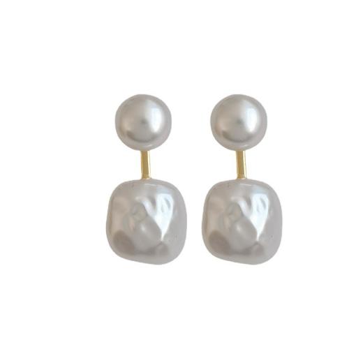 Pendiente de aleación de cinc con perlas plásticas, aleación de zinc, con Perlas plásticas, chapado, para mujer, dorado, 24x10mm, Vendido por Par