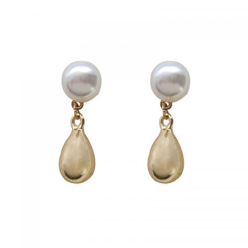 Boucle d'oreille en alliage de zinc en plastique perle, avec perle de plastique, Placage, pour femme, plus de couleurs à choisir Vendu par paire