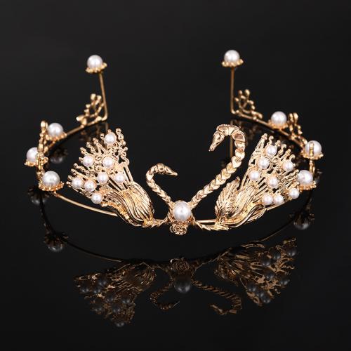 Bridal Tiaras, Zinc Alloy, with ABS Plastic Pearl, fashion jewelry & for woman 17cm 7cm 