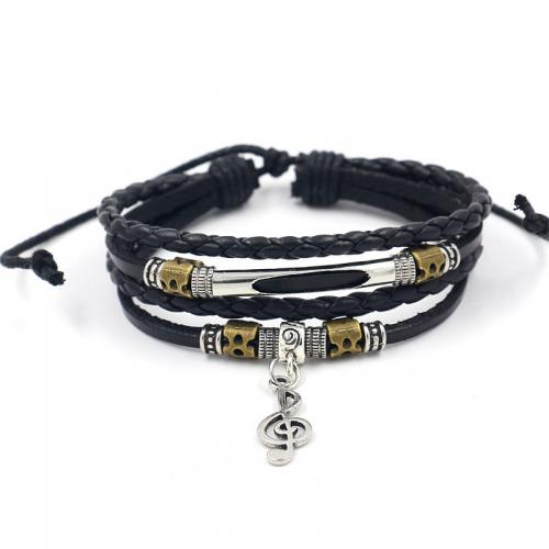 Cowhide Bracelet, with Zinc Alloy, multilayer & Unisex Approx 7.3 Inch 