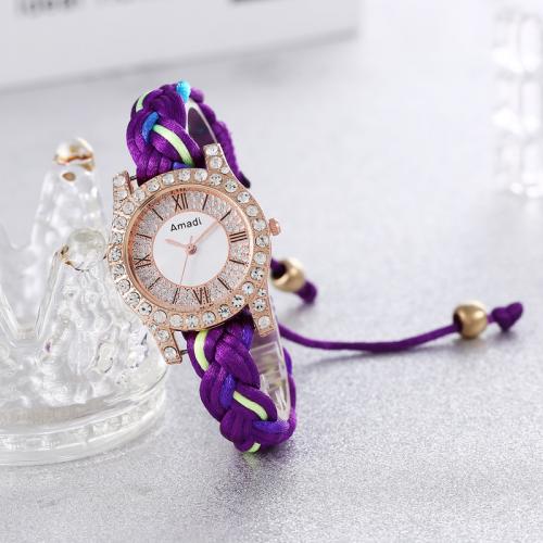 Canvas Watch Bracelet, with Zinc Alloy, multilayer & micro pave cubic zirconia & for woman 20mm 