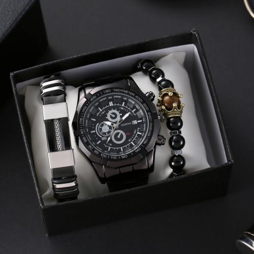 alliage de zinc bracelet de montre, avec verre, Rond, Placage, bijoux de mode & pour homme, plus de couleurs à choisir Vendu par PC