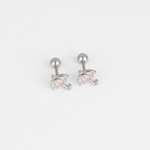 Stainless Steel Belly Ring, 316 Stainless Steel, Umbrella, fashion jewelry & Unisex & enamel, pink, nickel, lead & cadmium free 