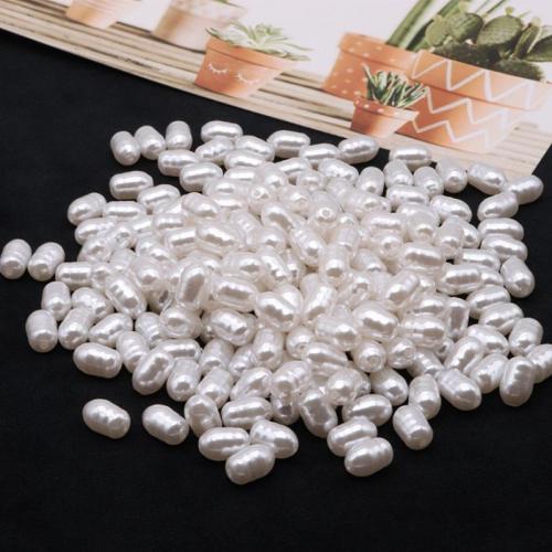 ABS Plastic Pearl Beads, Oval, painted, DIY white 
