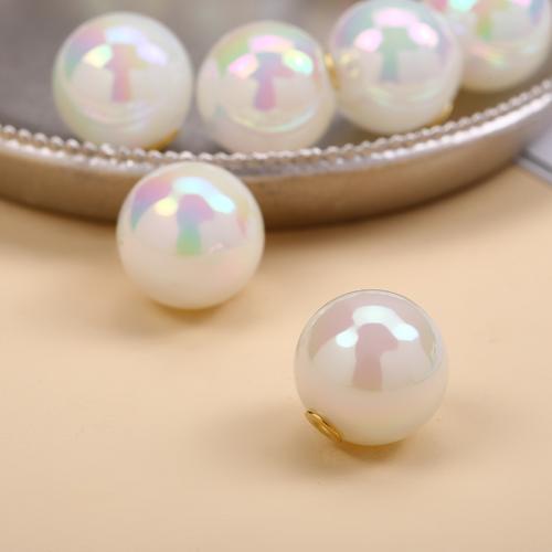 ABS Plastic Pearl Beads, Round, DIY & half-drilled, white, 16mm 