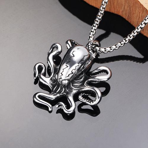 Titanium Steel Jewelry Necklace, Octopus, fashion jewelry & for man, original color Approx 60 cm 