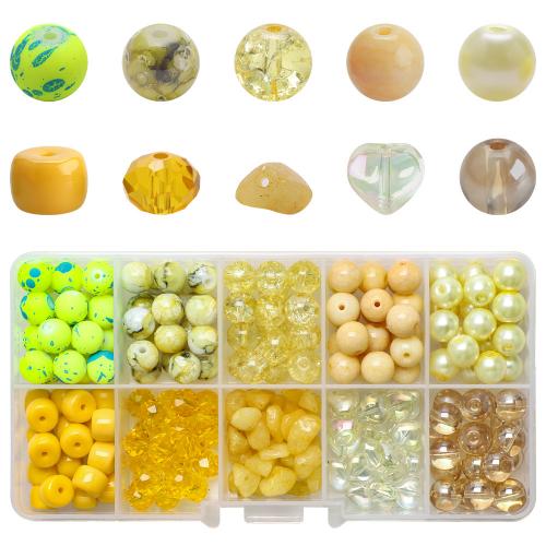 Perles de verre mixte, avec Boîte en plastique, DIY & 10 cellules, plus de couleurs à choisir Environ îte, Vendu par boîte