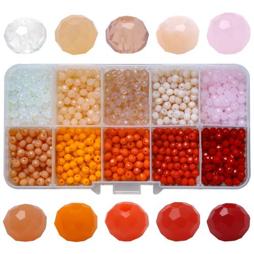 Glass Beads, with Plastic Box, DIY & 10 cells & faceted 4mm, Approx 