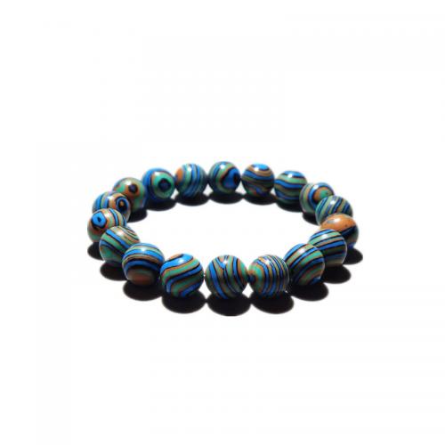 Malachite Bracelets, Synthetic Malachite, Round, fashion jewelry & Unisex mixed colors Approx 18 cm 