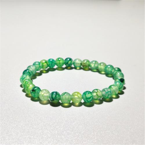 Dragon Veins Agate Bracelets, Round, fashion jewelry & Unisex green Approx 18 cm 