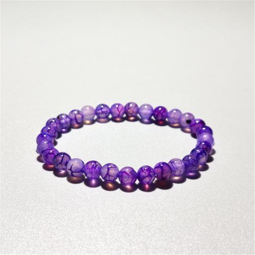 Dragon Veins Agate Bracelets, Round, fashion jewelry & Unisex purple Approx 18 cm 