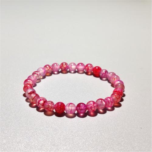 Dragon Veins Agate Bracelets, Round, fashion jewelry & for woman, pink Approx 18 cm 