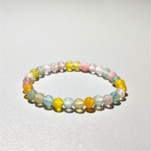 Dragon Veins Agate Bracelets, Round, fashion jewelry & Unisex mixed colors Approx 18 cm 