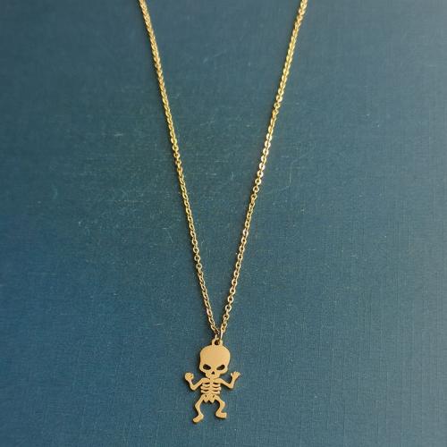 Stainless Steel Jewelry Necklace, 304 Stainless Steel, Skull, plated Approx 17 Inch 