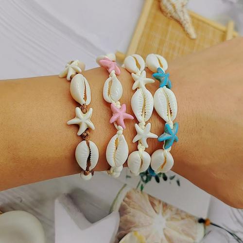 Fashion Create Wax Cord Bracelets, with turquoise & Shell, Shell, fashion jewelry Bracelet 15-29cm 