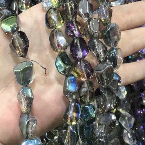 Gemischte Kristall Perlen, Unregelmäßige, DIY, mehrere Farben vorhanden, 12x15mm, Länge:ca. 38 cm, verkauft von Strang