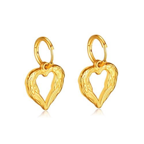 Stainless Steel Drop Earring, 304 Stainless Steel, Heart, fashion jewelry & for woman, gold 