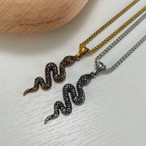 Stainless Steel Jewelry Necklace, 304 Stainless Steel, Snake, plated, fashion jewelry & for man x18mm 