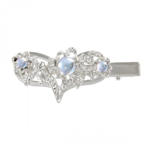 Alligator Hair Clip, Zinc Alloy, with Resin, Heart, plated, fashion jewelry & for woman, silver color 