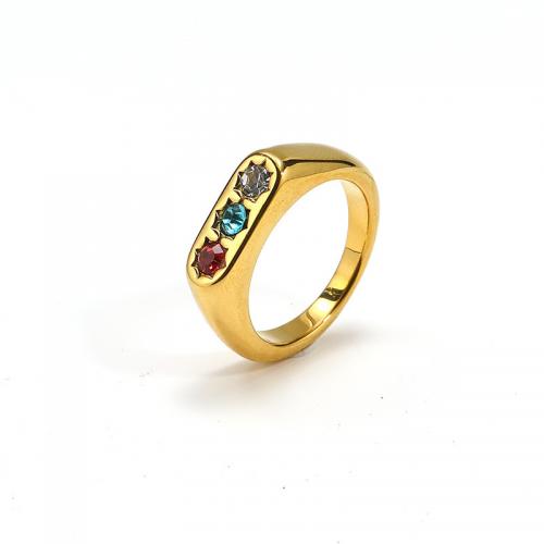 Нержавеющая сталь Rhinestone палец кольцо, Нержавеющая сталь 304, ювелирные изделия моды & разный размер для выбора & Женский & со стразами, Много цветов для выбора, продается PC