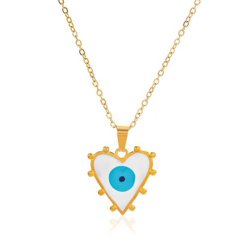 Evil Eye Jewelry Necklace, 304 Stainless Steel, fashion jewelry & for woman, golden Approx 50 cm 