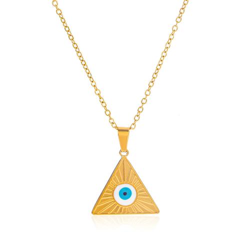 Evil Eye Jewelry Necklace, 304 Stainless Steel, fashion jewelry & for woman 19mm Approx 50 cm 