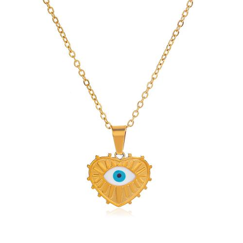 Evil Eye Jewelry Necklace, 304 Stainless Steel, fashion jewelry & for woman 15mm Approx 50 cm 