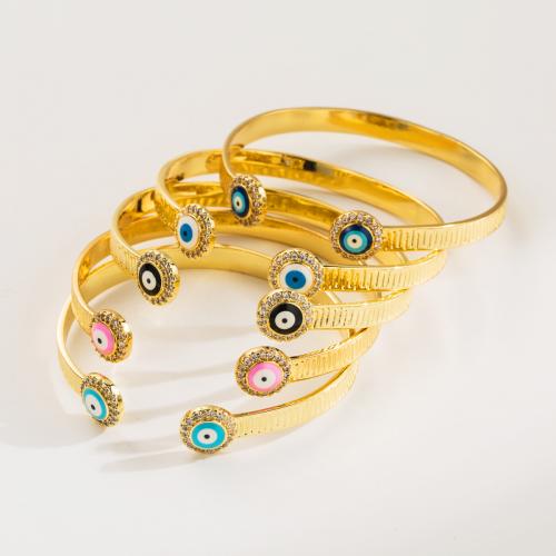 Evil Eye Jewelry Bracelet, Brass, for woman & enamel & with rhinestone Inner Approx 55mm 