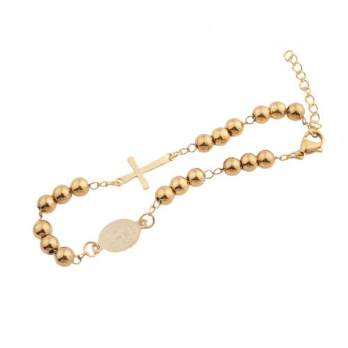 Bracelet en acier inoxydable, Acier inoxydable 304, bijoux de mode & pour femme, doré Environ 21 cm, Vendu par PC