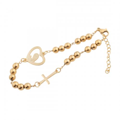 Bracelet en acier inoxydable, Acier inoxydable 304, bijoux de mode & pour femme, doré Environ 21 cm, Vendu par PC