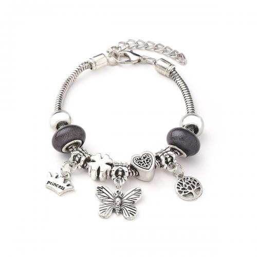 Zinc Alloy European Bracelets, with Resin & Iron, with 4cm extender chain, fashion jewelry & DIY & for woman Approx 18.5 cm 