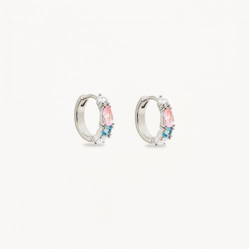 Boucles d'oreilles en laiton zircon cubique, bijoux de mode & pavé de micro zircon & pour femme, plus de couleurs à choisir, inner diameter 9mm, Vendu par paire