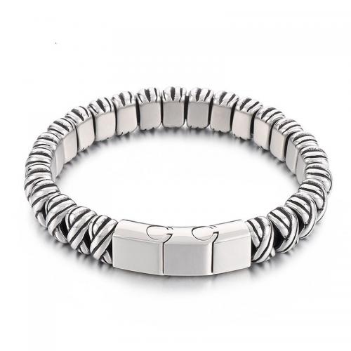Bracelets en acier inoxydable, Acier inoxydable 304, bijoux de mode & pour homme, couleur originale, 13mm Environ 22 cm, Vendu par PC