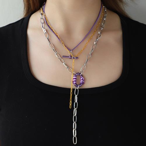 Fashion Multi Layer Necklace, Brass, with Cotton Thread & Iron, with 8CM extender chain, plated, multilayer & for woman 