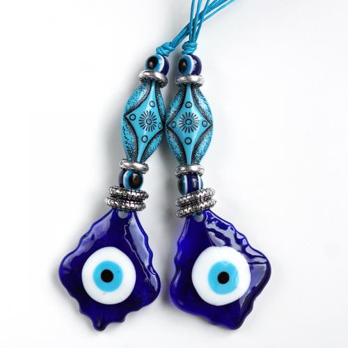 Hanging Ornaments, Lampwork, with Zinc Alloy, Round, plated, for home and office & evil eye pattern, blue cm 